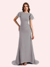 Elegant Mermaid Chiffon Short Sleeves Long Mother of the Brides Dresses Online
