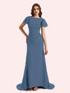 Elegant Mermaid Chiffon Short Sleeves Long Mother of the Brides Dresses Online
