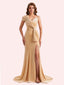 Elegant One Shoulder Sleeveless Long Mermaid Velvet Bridesmaid Dresses Online