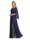 Elegant Unique Lace Chiffon  A-Line Mother Of The Bride Dresses Side Slit