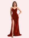 Elegant Sweetheart V-Neck Sleeveless Long Mermaid Velvet Bridesmaid Dresses Online For Sale