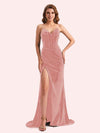 Elegant Sweetheart V-Neck Sleeveless Long Mermaid Velvet Bridesmaid Dresses Online For Sale