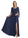 Elegant Unique Lace Chiffon  A-Line Mother Of The Bride Dresses Side Slit