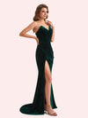 Elegant Sweetheart V-Neck Sleeveless Long Mermaid Velvet Bridesmaid Dresses Online For Sale