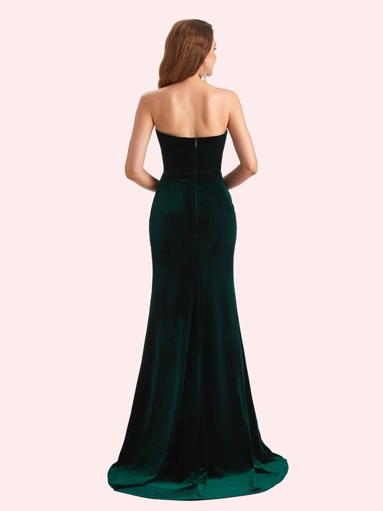 Elegant Sweetheart V-Neck Sleeveless Long Mermaid Velvet Bridesmaid Dresses Online