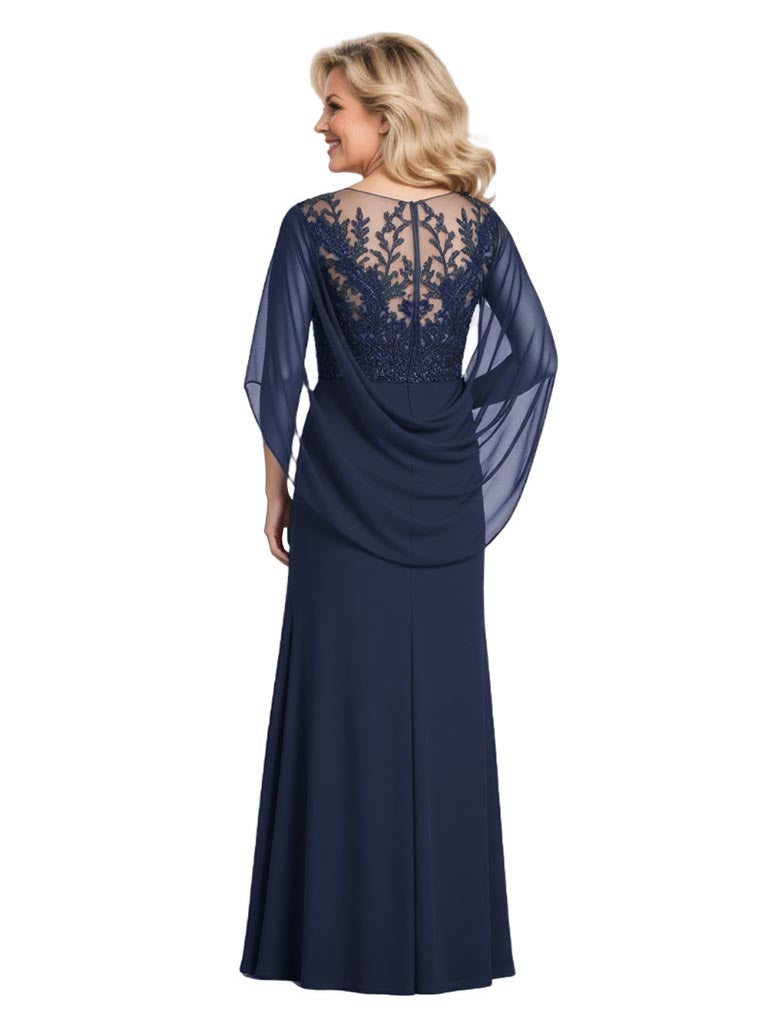 Elegant Unique Lace Chiffon  A-Line Mother Of The Bride Dresses Side Slit