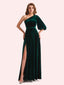 Simple A-line One Shoulder Side Slit Long Mermaid Velvet Bridesmaid Dresses Online