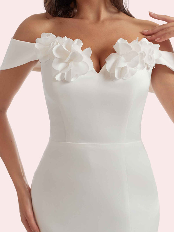 Gorgeous Off Shoulder Mermaid Side Slit Sweetheart Soft Satin Long Bridesmaid Dress For Wedding