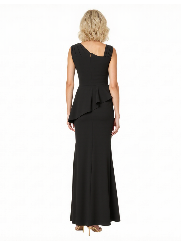 Elegant Asymmetric Neckline Chiffon Mermaid Long Mother of the Brides Dresses Side Slit