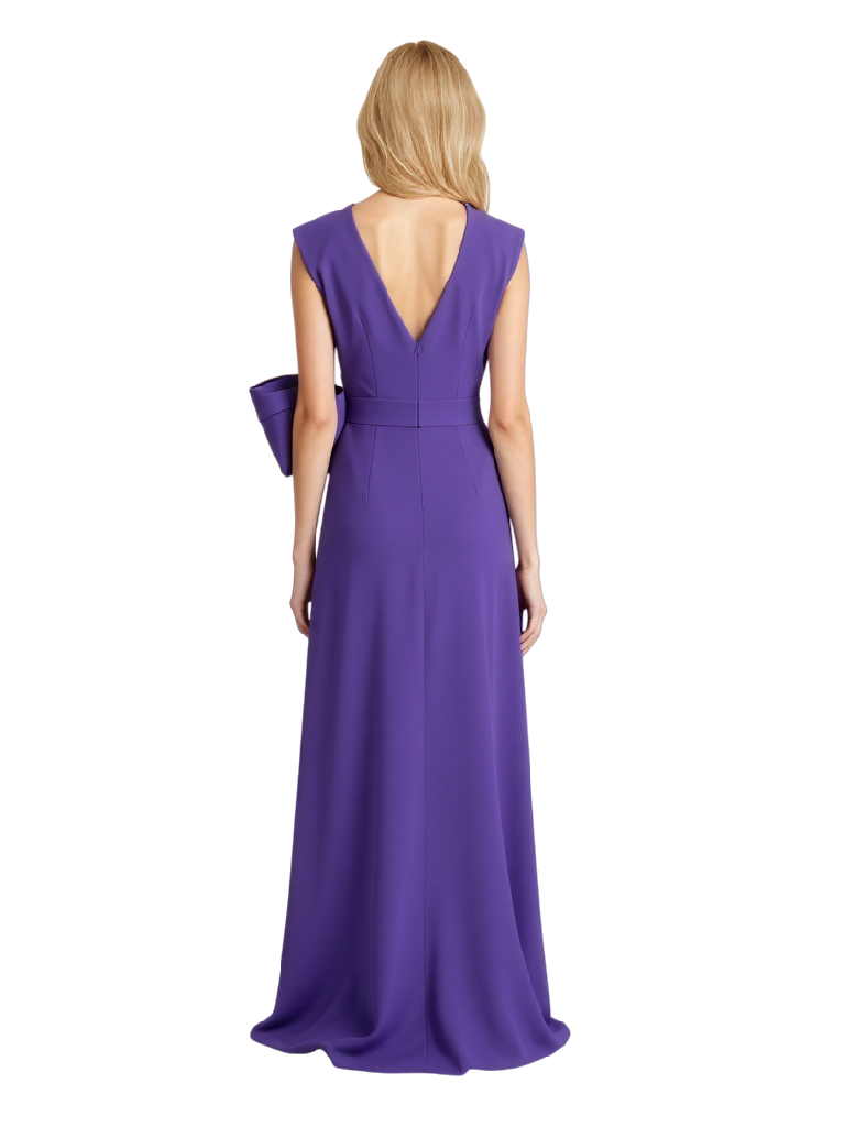 Elegant V-Neck Crepe A-Line Long Mother of the Brides Dresses Side Slit