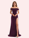 Sexy Mermaid Off Shoulder Side Slit Long Mermaid Velvet Bridesmaid Dresses Online