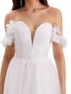 Gorgeous A-line Off Shoulder V-neck Maxi Long Floral Lace Wedding Dresses