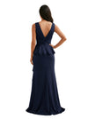 Elegant V-Neck Side Slit Chiffon Ruffles Mermaid Floor-Length Mother of the Bride Dresses