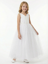 Beads Sleeveless V-neck Tulle A-line Princess Dress Flower Girl Dress Birthday Party Dresses