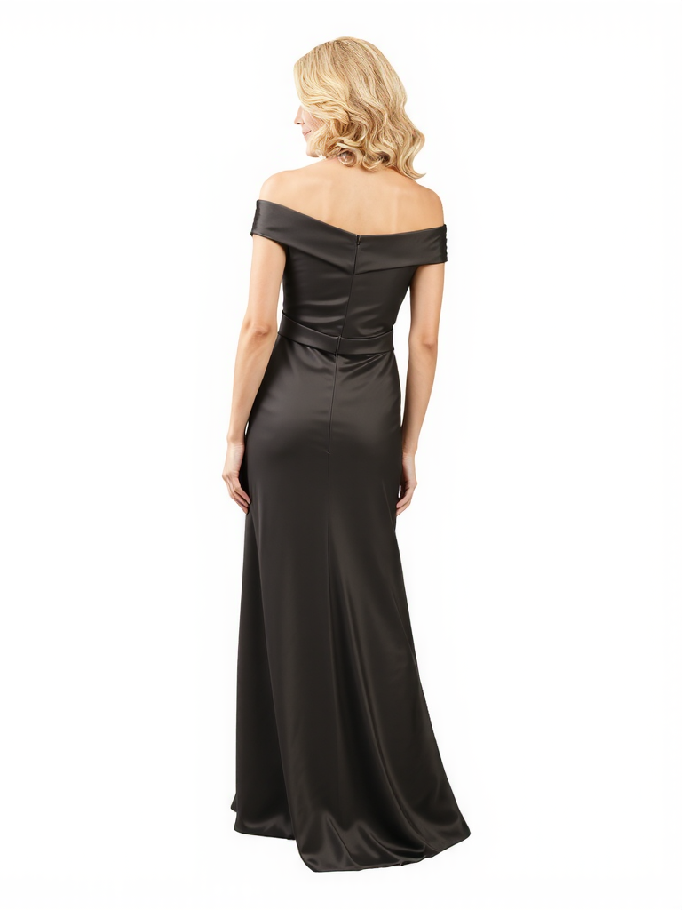 Elegant Off The Shoulder Satin Mermaid Simple Long Mother of the Bride Dresses