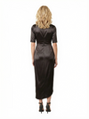 Elegant V-Neck Satin Half Sleeves Ruched Unique Midi Mother of the Bride Dresses