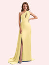 Simple Mermaid One Shoulder Soft Satin Long Matron of Honor Dress For Wedding