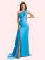 Simple Mermaid One Shoulder Soft Satin Long Matron of Honor Dress For Wedding
