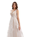 Gorgeous A-line V-neck Maxi Long Lace Wedding Dresses Online