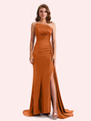 Simple Mermaid Sweetheart Soft Satin Long Matron of Honor Dress For Wedding