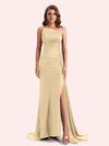 Simple Mermaid Sweetheart Soft Satin Long Matron of Honor Dress For Wedding