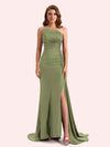 Simple Mermaid Sweetheart Soft Satin Long Matron of Honor Dress For Wedding