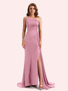 Simple Mermaid Sweetheart Soft Satin Long Matron of Honor Dress For Wedding