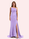 Simple Mermaid Sweetheart Soft Satin Long Matron of Honor Dress For Wedding