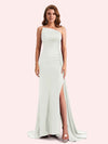 Simple Mermaid Sweetheart Soft Satin Long Matron of Honor Dress For Wedding