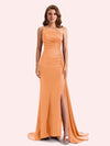 Simple Mermaid Sweetheart Soft Satin Long Matron of Honor Dress For Wedding