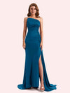 Simple Mermaid Sweetheart Soft Satin Long Matron of Honor Dress For Wedding