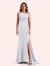 Simple Mermaid Sweetheart Soft Satin Long Matron of Honor Dress For Wedding