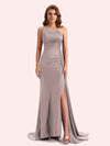 Simple Mermaid Sweetheart Soft Satin Long Matron of Honor Dress For Wedding