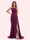 Simple Mermaid Sweetheart Soft Satin Long Matron of Honor Dress For Wedding