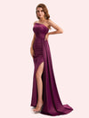 Simple Mermaid Sweetheart Soft Satin Long Matron of Honor Dress For Wedding