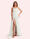 Simple Mermaid Sweetheart Soft Satin Long Matron of Honor Dress For Wedding