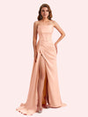 Simple Mermaid Sweetheart Soft Satin Long Matron of Honor Dress For Wedding