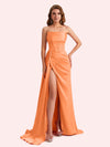 Simple Mermaid Sweetheart Soft Satin Long Matron of Honor Dress For Wedding