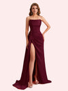 Simple Mermaid Sweetheart Soft Satin Long Matron of Honor Dress For Wedding