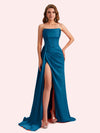 Simple Mermaid Sweetheart Soft Satin Long Matron of Honor Dress For Wedding