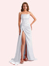 Simple Mermaid Sweetheart Soft Satin Long Matron of Honor Dress For Wedding