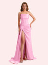 Simple Mermaid Sweetheart Soft Satin Long Matron of Honor Dress For Wedding