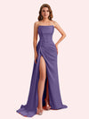 Simple Mermaid Sweetheart Soft Satin Long Matron of Honor Dress For Wedding