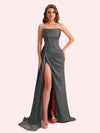 Simple Mermaid Sweetheart Soft Satin Long Matron of Honor Dress For Wedding