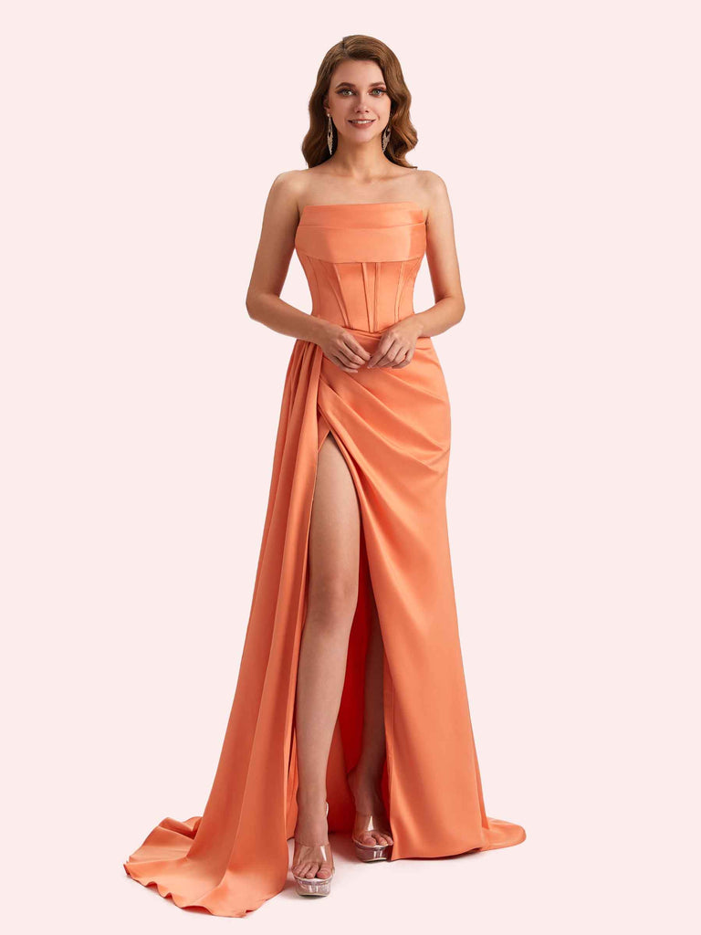 Simple Mermaid Sweetheart Soft Satin Long Matron of Honor Dress For Wedding