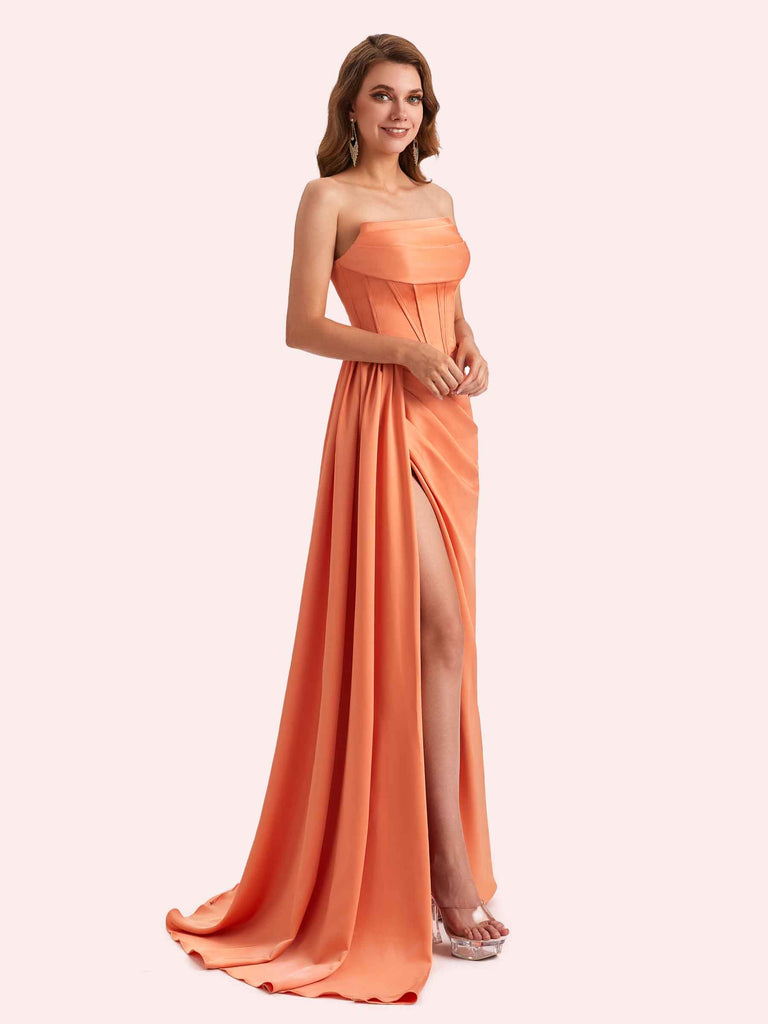 Simple Mermaid Sweetheart Soft Satin Long Matron of Honor Dress For Wedding