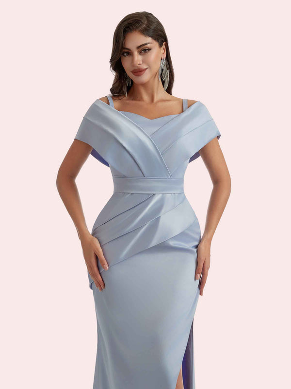 Gorgeous Sweetheart Mermaid Pleats Side Slit Soft Satin Long Bridesmaid Dress For Wedding