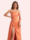 Simple Mermaid Sweetheart Soft Satin Long Matron of Honor Dress For Wedding