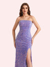 Sparkly Mermaid Sleeveless Side Slit Maxi Long Prom Dresses Online