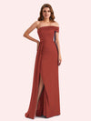 Sexy One Sleeve Side Slit Stretch Jersey Long Mermaid Bridesmaid Dresses Online